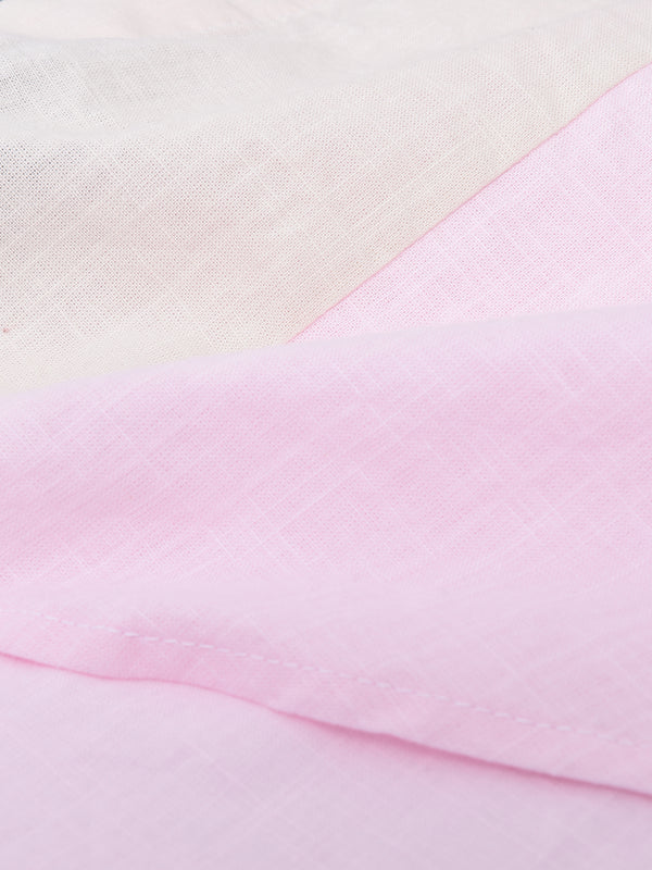 Combo Short Collar Shirt_White Cotton Handkerchief